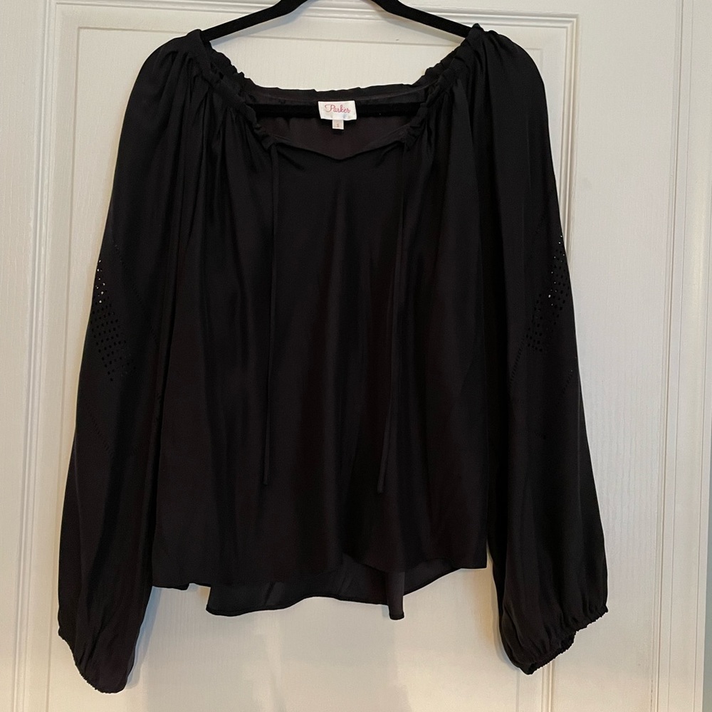 Parker- black silk top size small